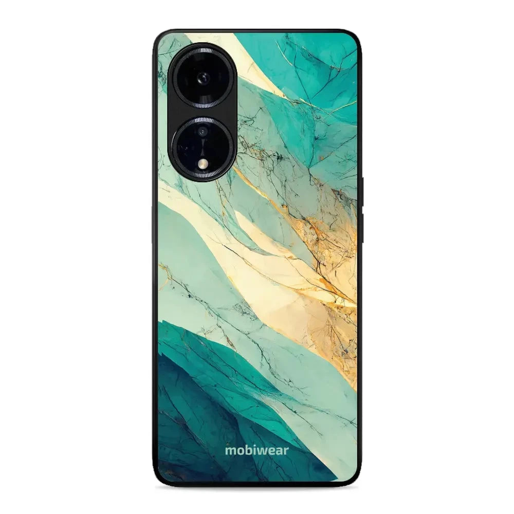 Handyhülle für Oppo A98 5G, Mobiwear Glossy Case, Türkis-Marmor