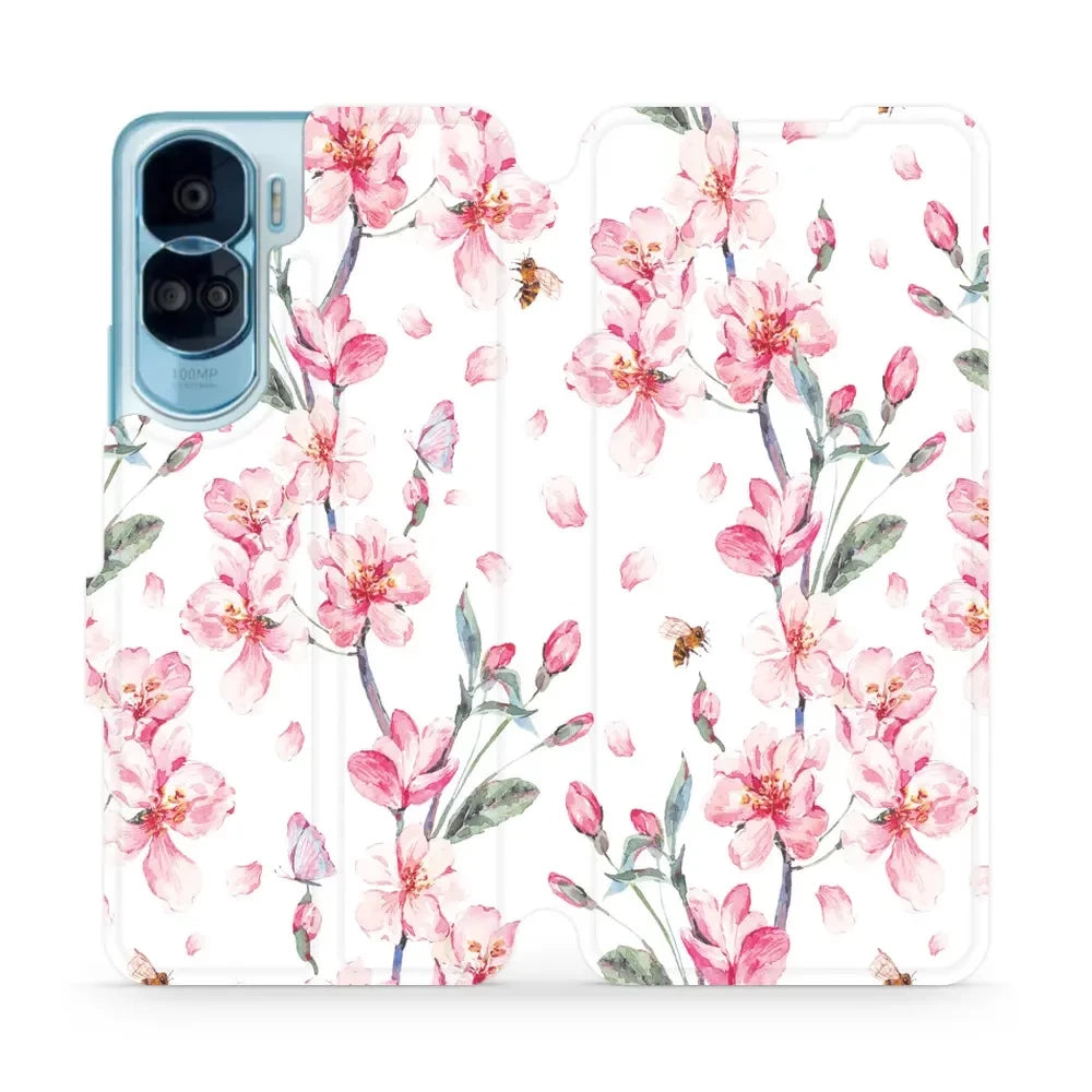 Handyhülle mit klappe für Honor 90 Lite, Mobiwear Book, Rosa Frühling