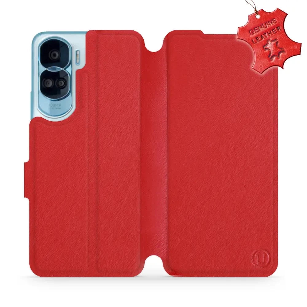 Echtleder Handyhülle für Honor 90 Lite, Mobiwear Leather, Rot