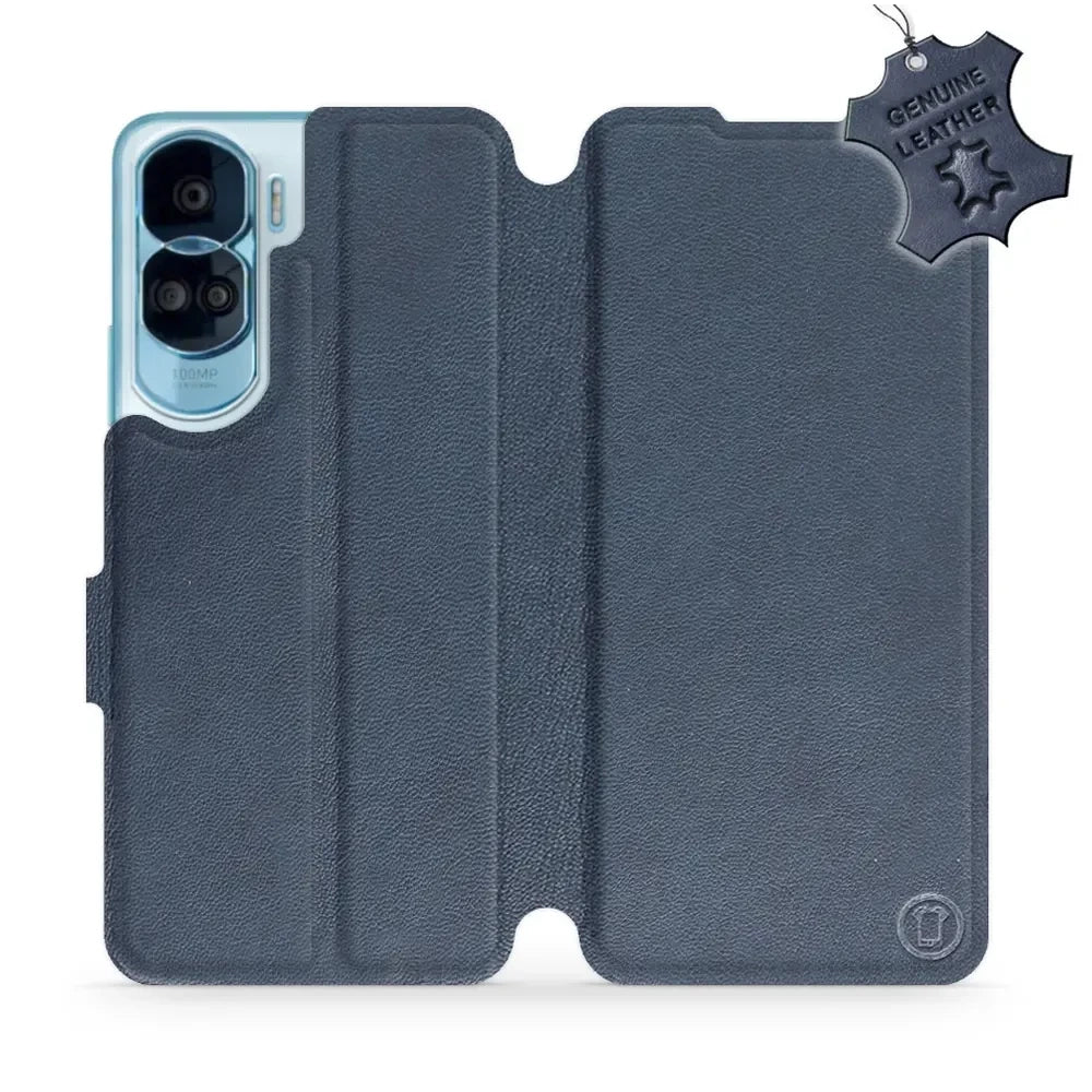 Echtleder Handyhülle für Honor 90 Lite, Mobiwear Leather, Dunkelblau