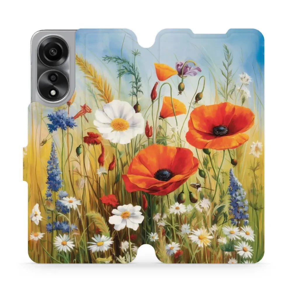 Handyhülle mit klappe für Oppo A78 5G, Mobiwear Book, Wiesenblumen