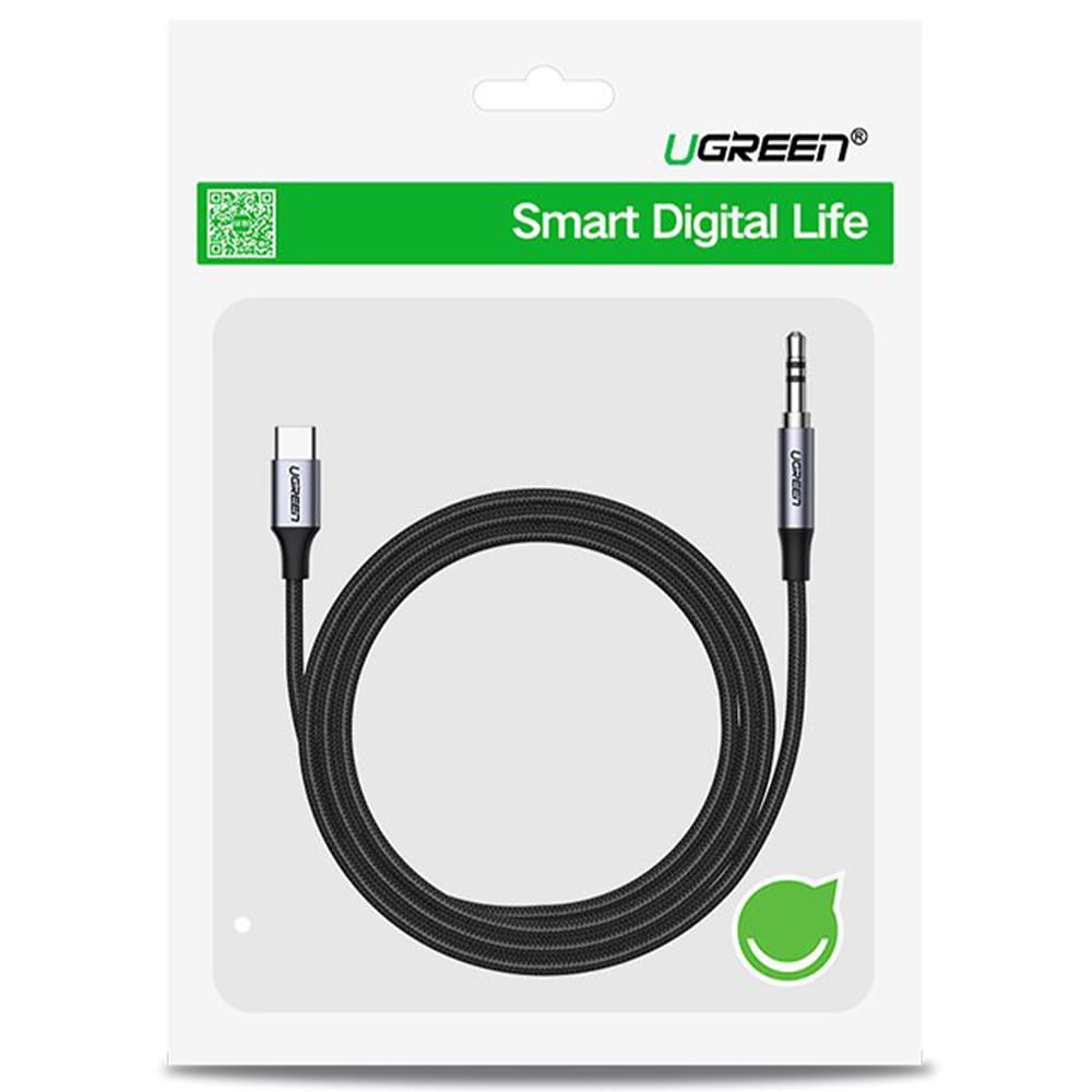 Audiokabel AUX 3,5 mm mini jack - USB Typ C für Telefon/Tablet 1 m, Ugreen, Schwarz
