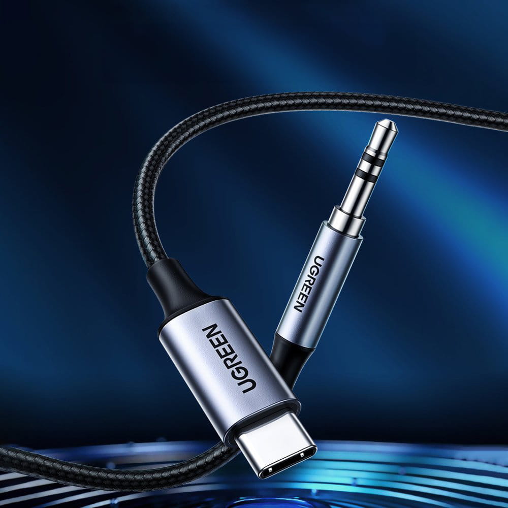 Audiokabel AUX 3,5 mm mini jack - USB Typ C für Telefon/Tablet 1 m, Ugreen, Schwarz