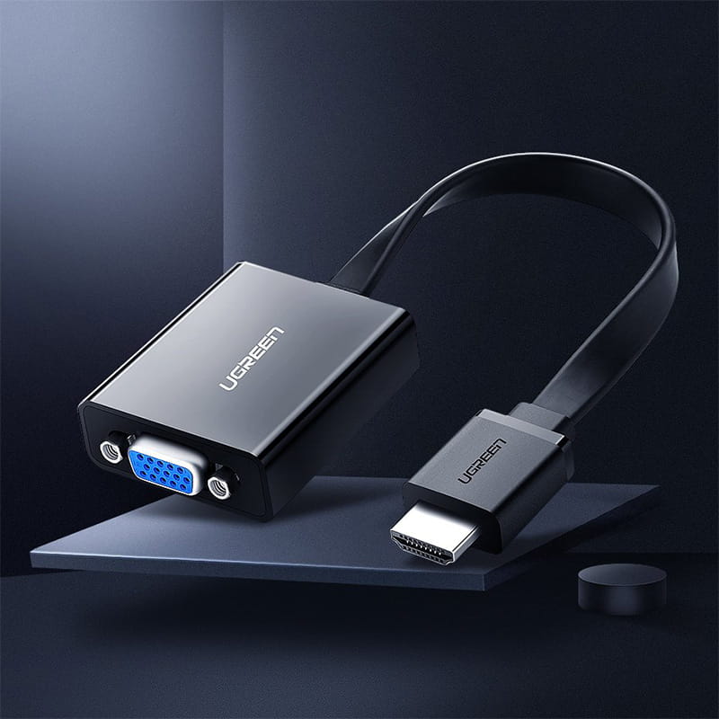 Adapter, Adapter Ugreen HDMI auf VGA, micro USB / Audio 3,5 mm Miniklinke, Schwarz