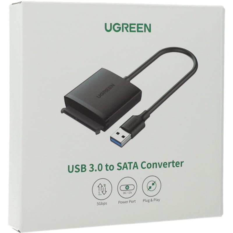 Ugreen USB-A 3.0 Adapter für 2.5'' / 3.5'' SATA Laufwerke, SSD, HDD, Schwarz