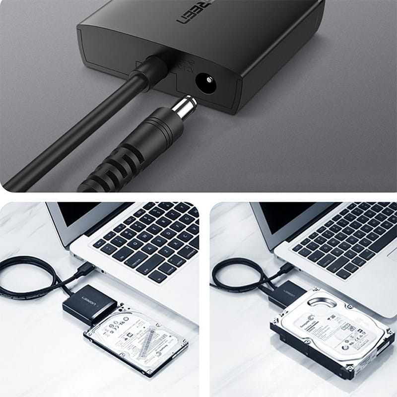 Ugreen USB-A 3.0 Adapter für 2.5'' / 3.5'' SATA Laufwerke, SSD, HDD, Schwarz