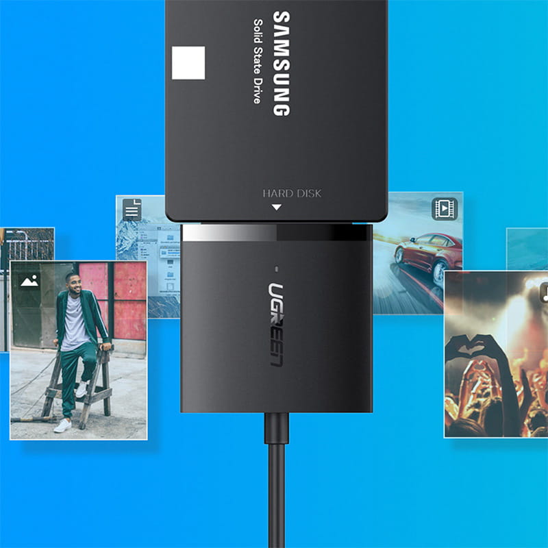 Ugreen USB-A 3.0 Adapter für 2.5'' / 3.5'' SATA Laufwerke, SSD, HDD, Schwarz