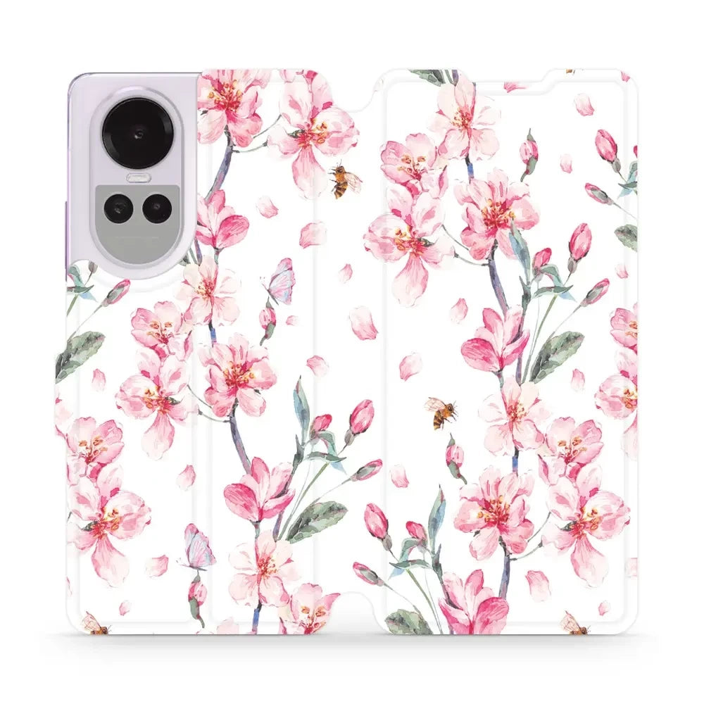 Handyhülle mit klappe für Oppo Reno10 Pro 5G, Mobiwear Book, Rosa Frühling