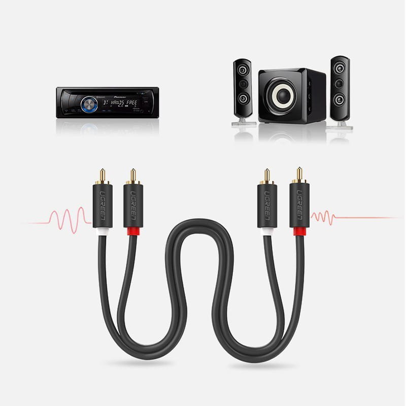 Ugreen Audio-/Videokabel 2x RCA (Stecker), 5m, Dunkelgrau