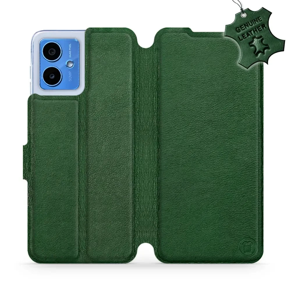 Echtleder Handyhülle für Motorola Moto G14, Mobiwear Leather, Grün