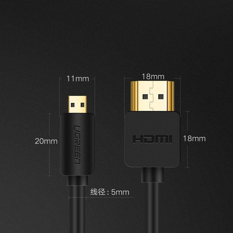 Ugreen HDMI 4k 60Hz - micro HDMI Kabel, 1,5 m, Schwarz