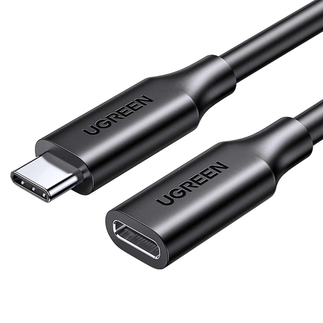 Ugreen 60W, 10Gbps USB-C (Stecker) zu USB-C (Buchse) Lade- und Datenkabel/Verlängerer, PD, QC, 0,5m, Schwarz