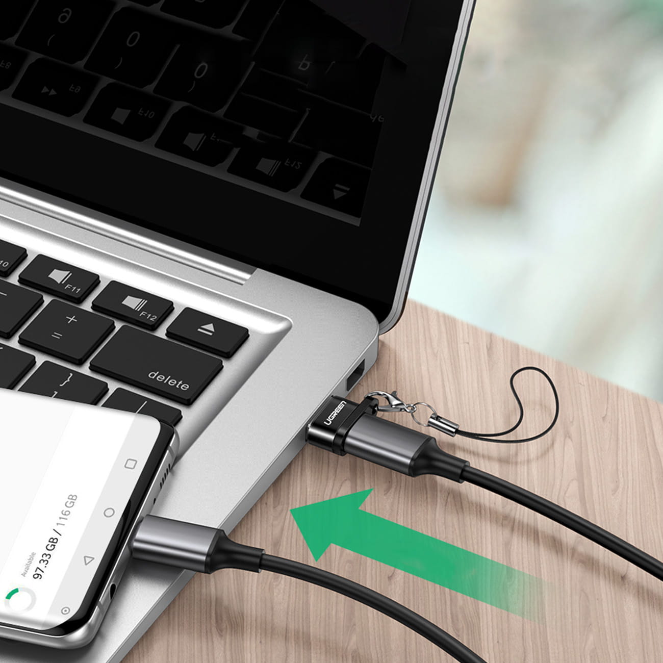 Adapter von USB-C auf USB-A Ugreen, Schwarz