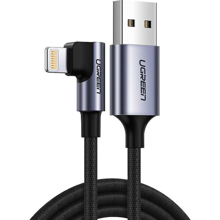Ugreen USB-A / Lightning Quick Charge 3.0 Winkelkabel, MFI, 1m, Grau