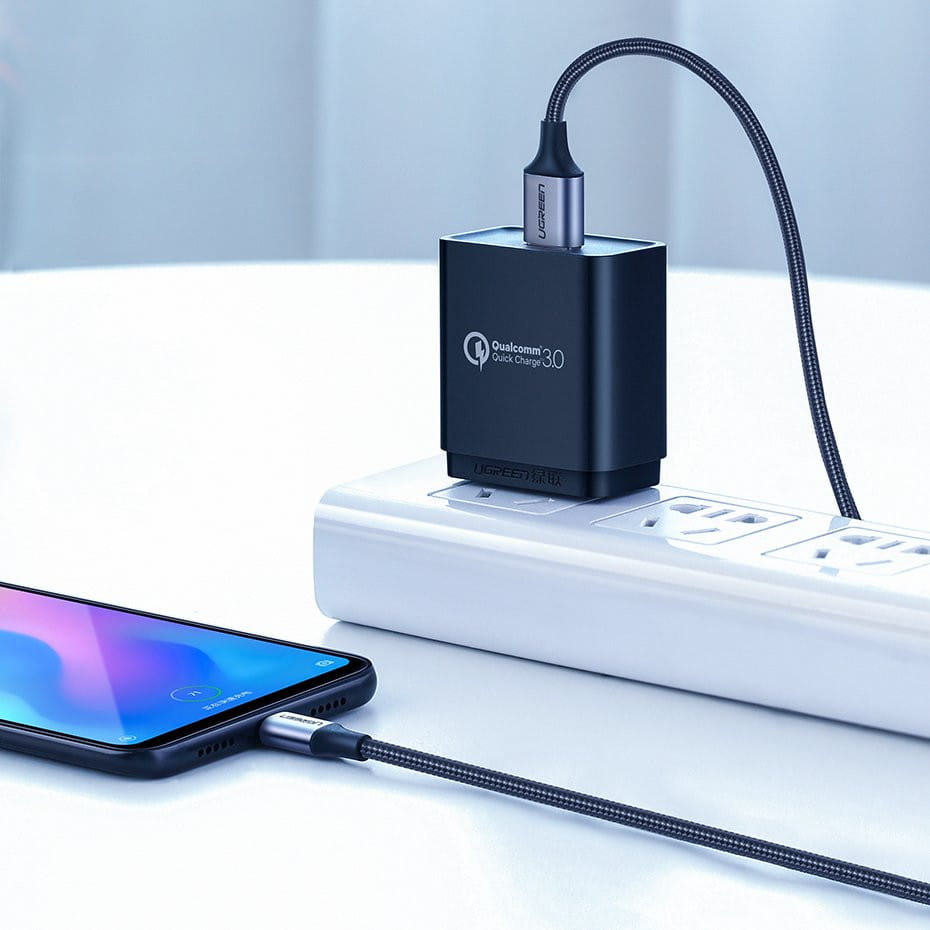 Kabel Ugreen USB - USB-C, 0,5m, 3A, Quick Charge 3.0, Grau