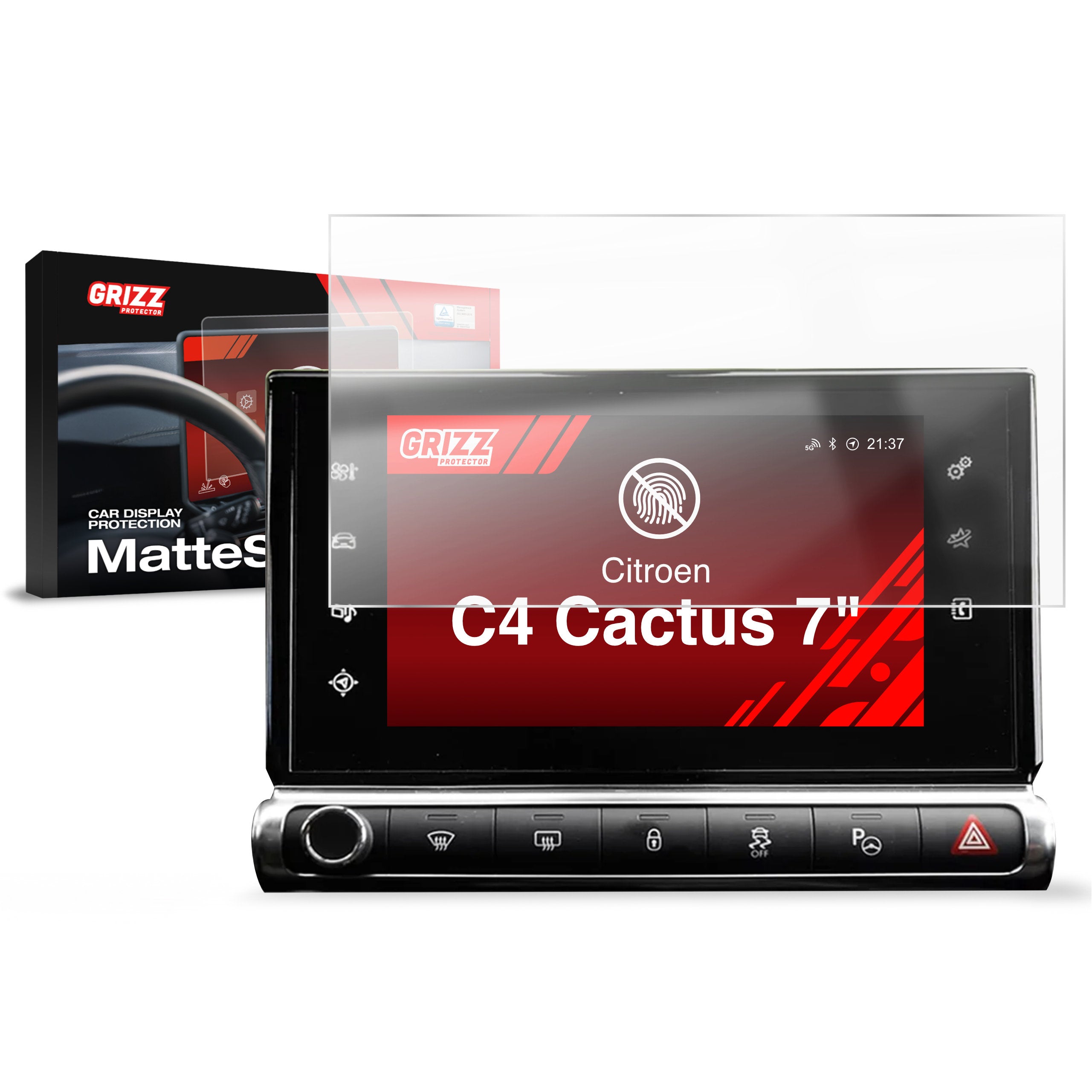 Matte Autodisplayfolie für Citroen C4 Cactus (2014-2024), Grizz Protector