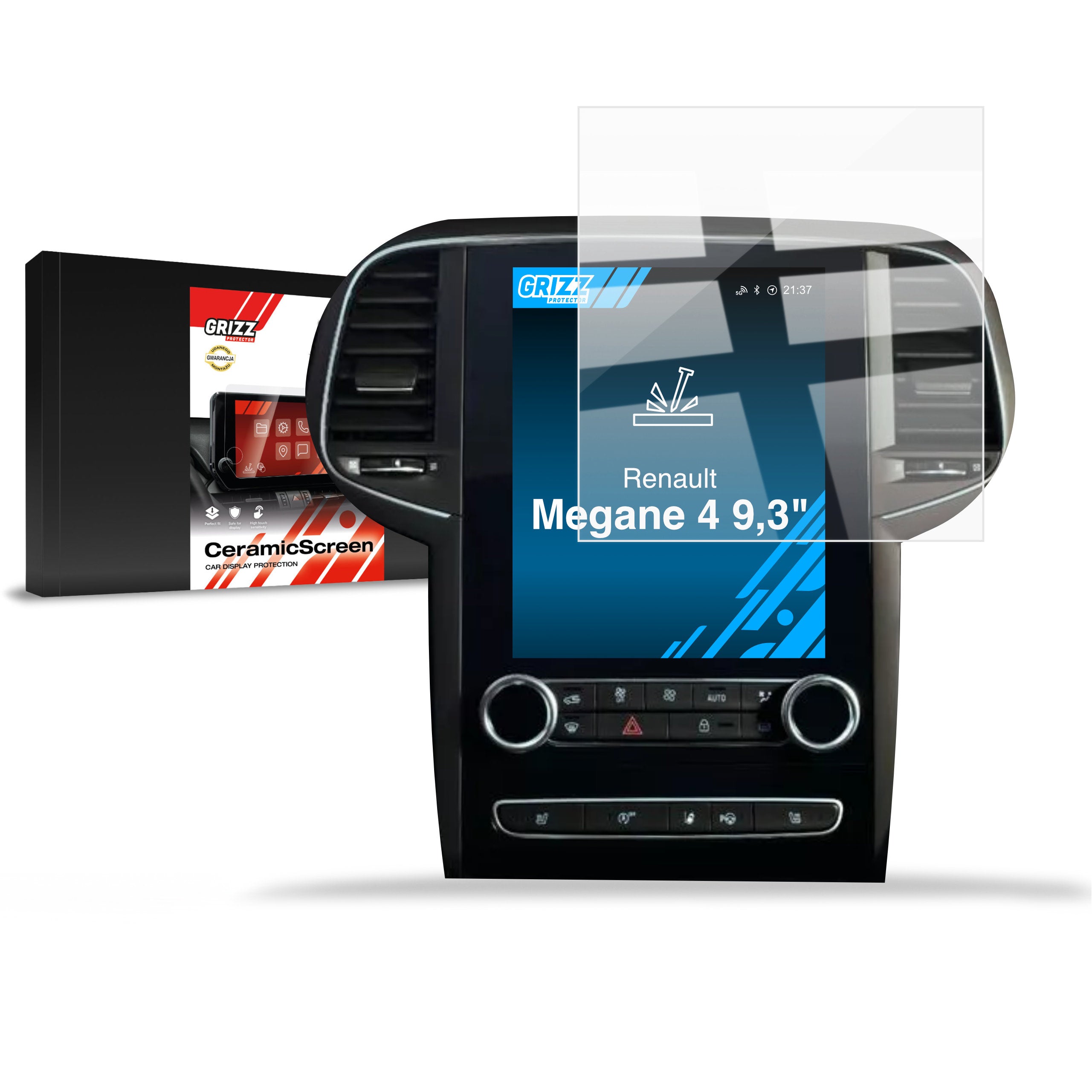 Keramische Autodisplayfolie für Renault Megane 4 9,3" (2020-2024), Grizz Protector