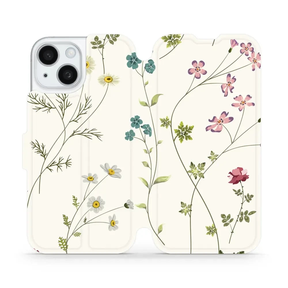 Handyhülle mit klappe für iPhone 15, Mobiwear Book, Feldblumen