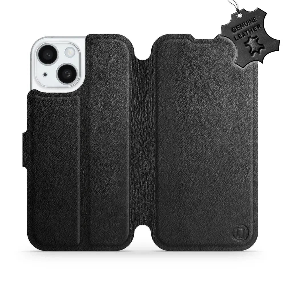 Echtleder Handyhülle für iPhone 15, Mobiwear Leather, Schwarz
