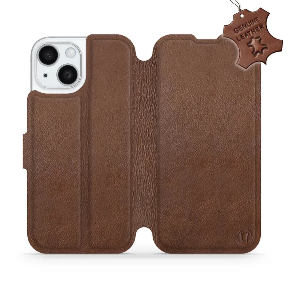 Echtleder Handyhülle für iPhone 15, Mobiwear Leather, Braun