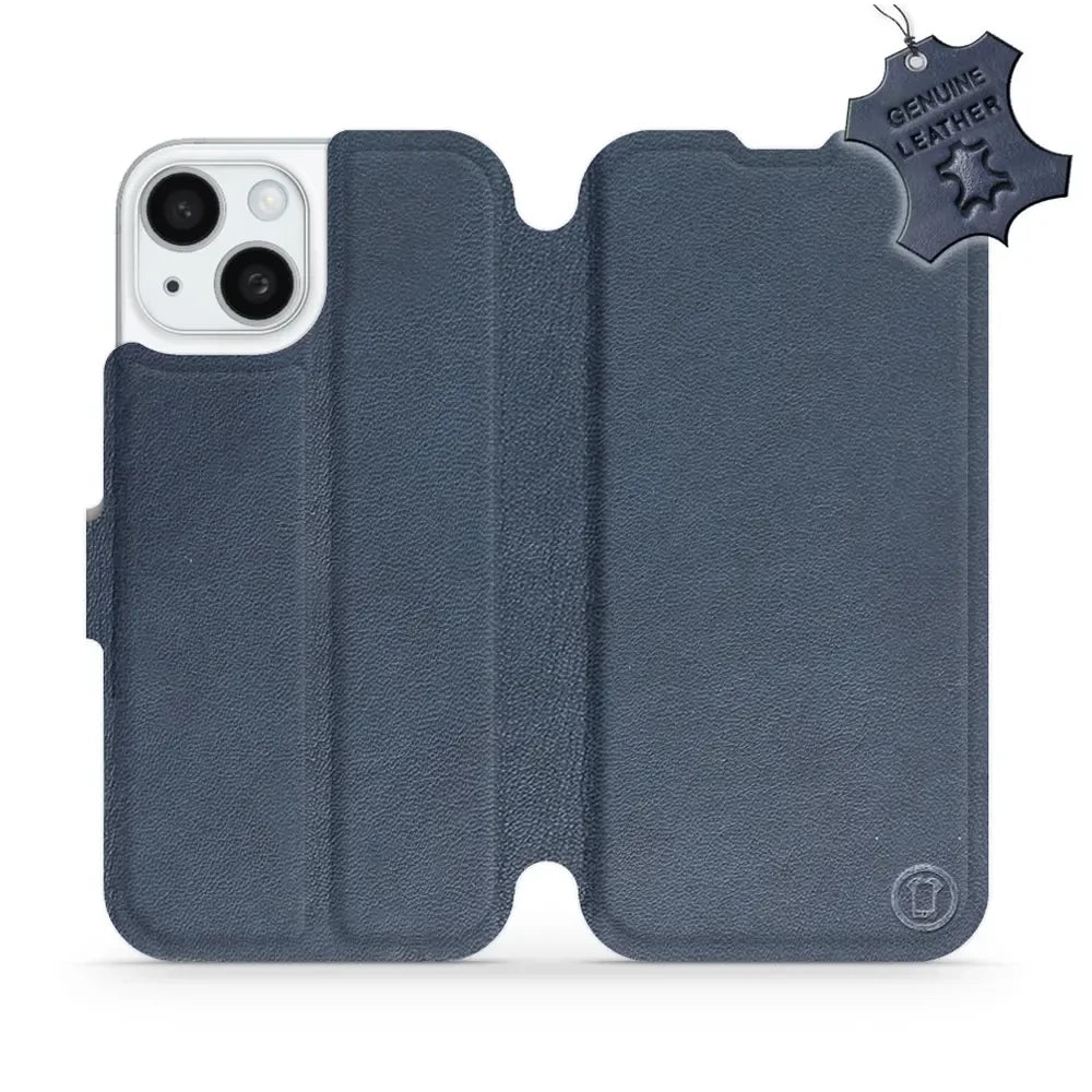 Echtleder Handyhülle für iPhone 15, Mobiwear Leather, Dunkelblau
