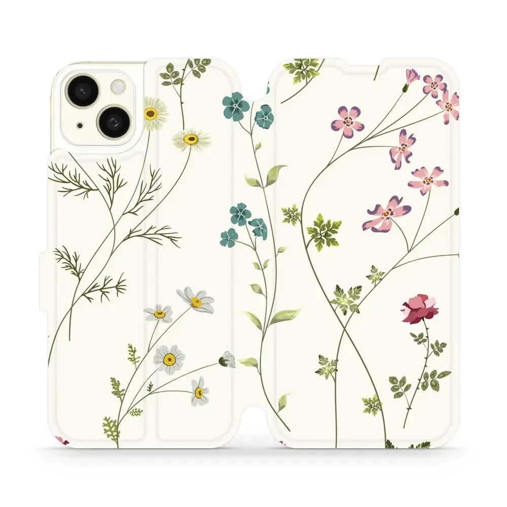 Handyhülle mit klappe für iPhone 15 Plus, Mobiwear Book, Feldblumen