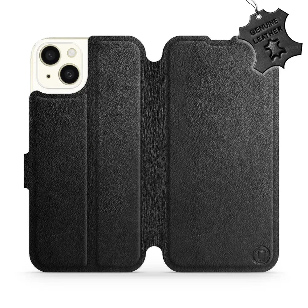 Echtleder Handyhülle für iPhone 15 Plus, Mobiwear Leather, Schwarz