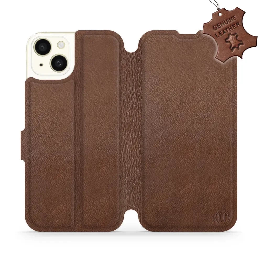 Echtleder Handyhülle für iPhone 15 Plus, Mobiwear Leather, Braun