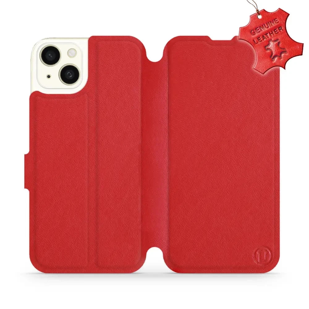 Echtleder Handyhülle für iPhone 15 Plus, Mobiwear Leather, Rot