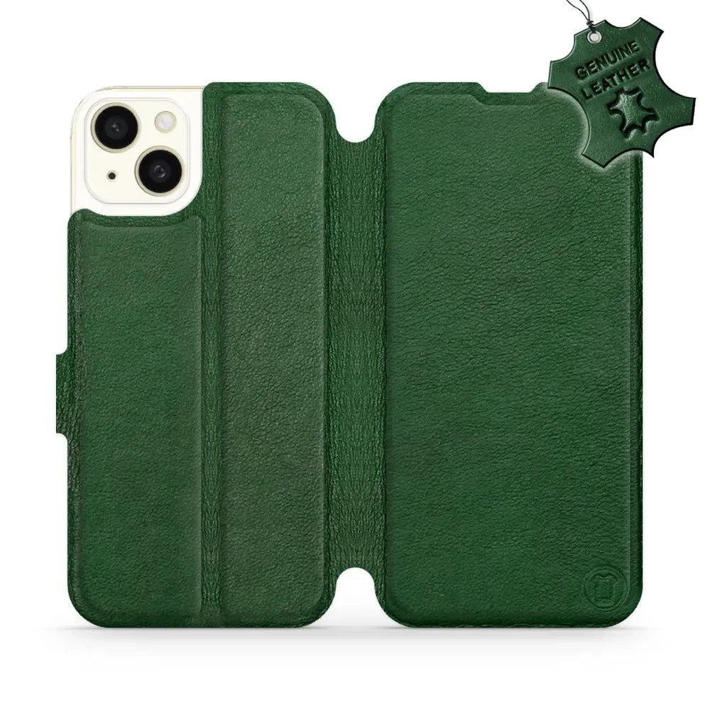 Echtleder Handyhülle für iPhone 15 Plus, Mobiwear Leather, Grün