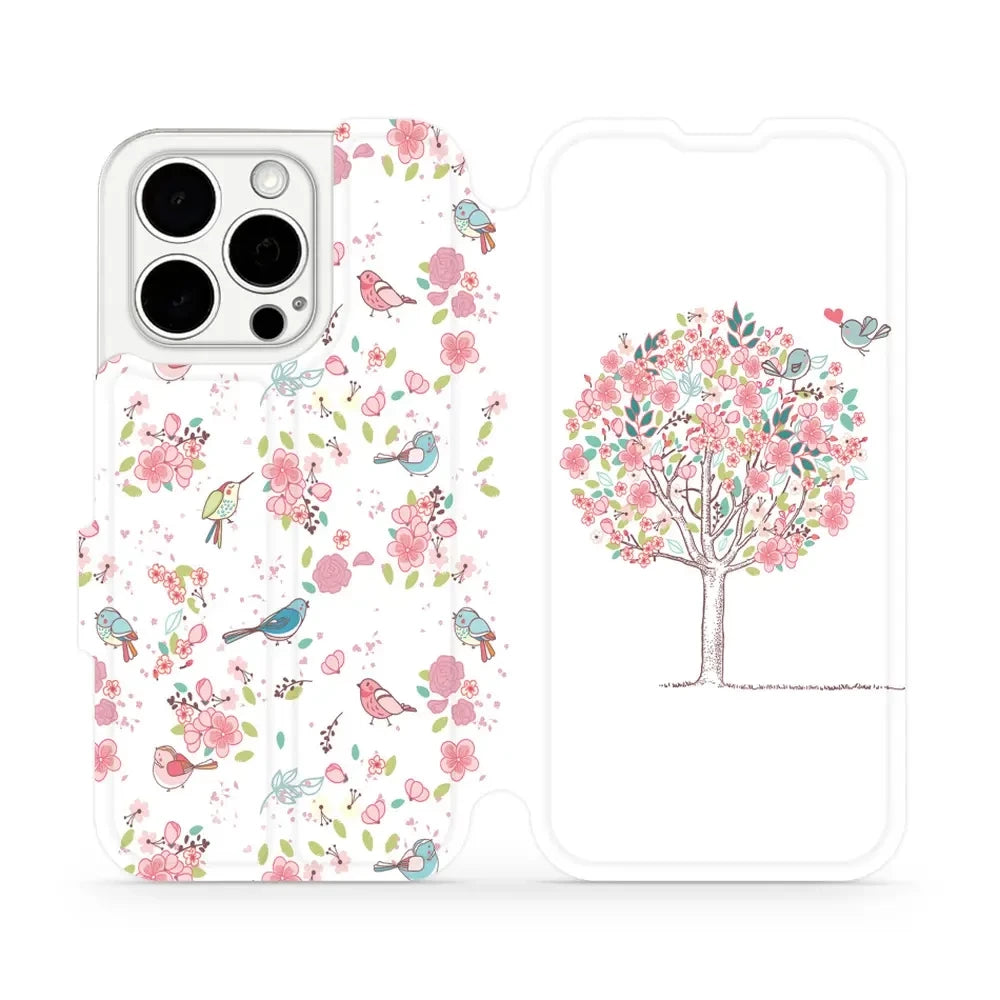 Handyhülle mit klappe für iPhone 15 Pro, Mobiwear Book, Rosa Hain