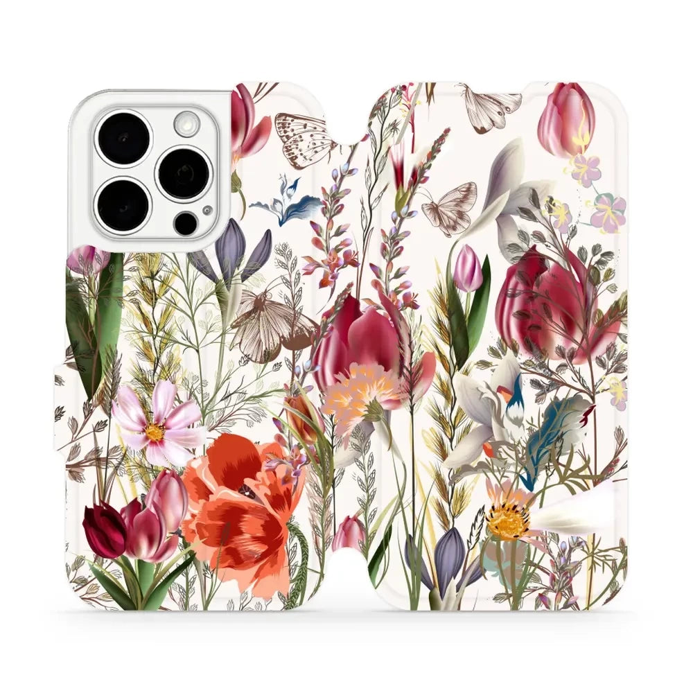 Handyhülle mit klappe für iPhone 15 Pro, Mobiwear Book, Blumenstrauß