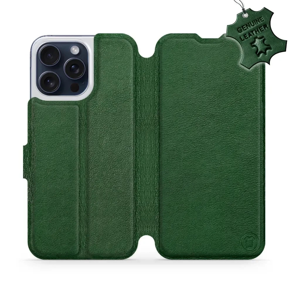 Echtleder Handyhülle für iPhone 15 Pro Max, Mobiwear Leather, Grün