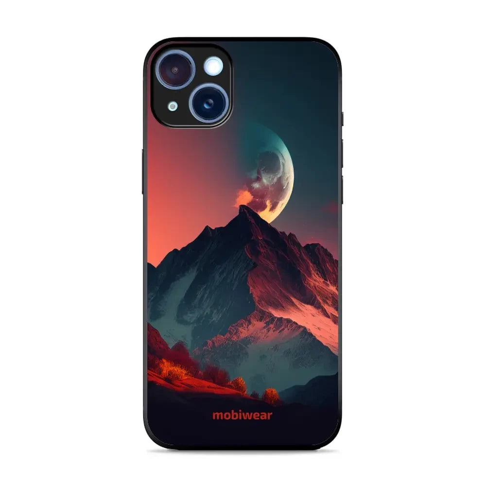 Handyhülle für iPhone 15 Plus, Mobiwear Glossy Case, Gebirgsdämmerung