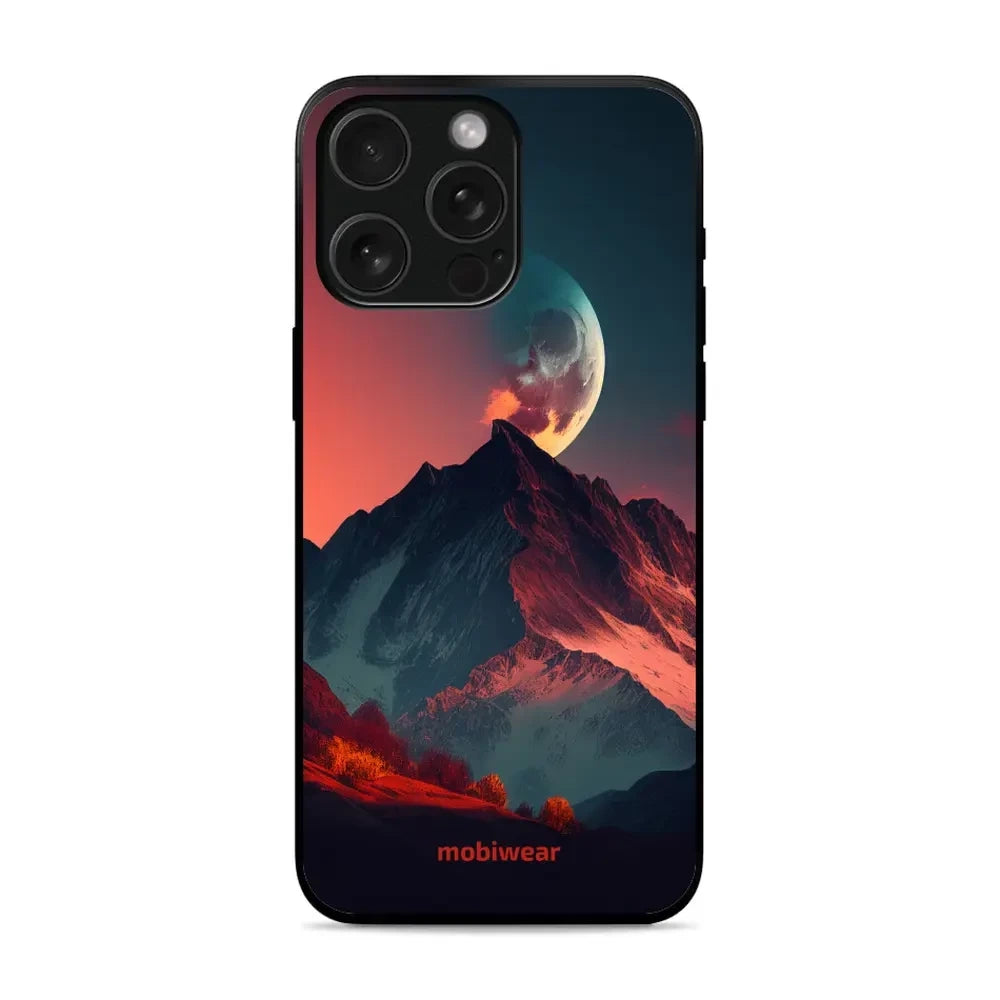 Handyhülle für iPhone 15 Pro, Mobiwear Glossy Case, Gebirgsdämmerung