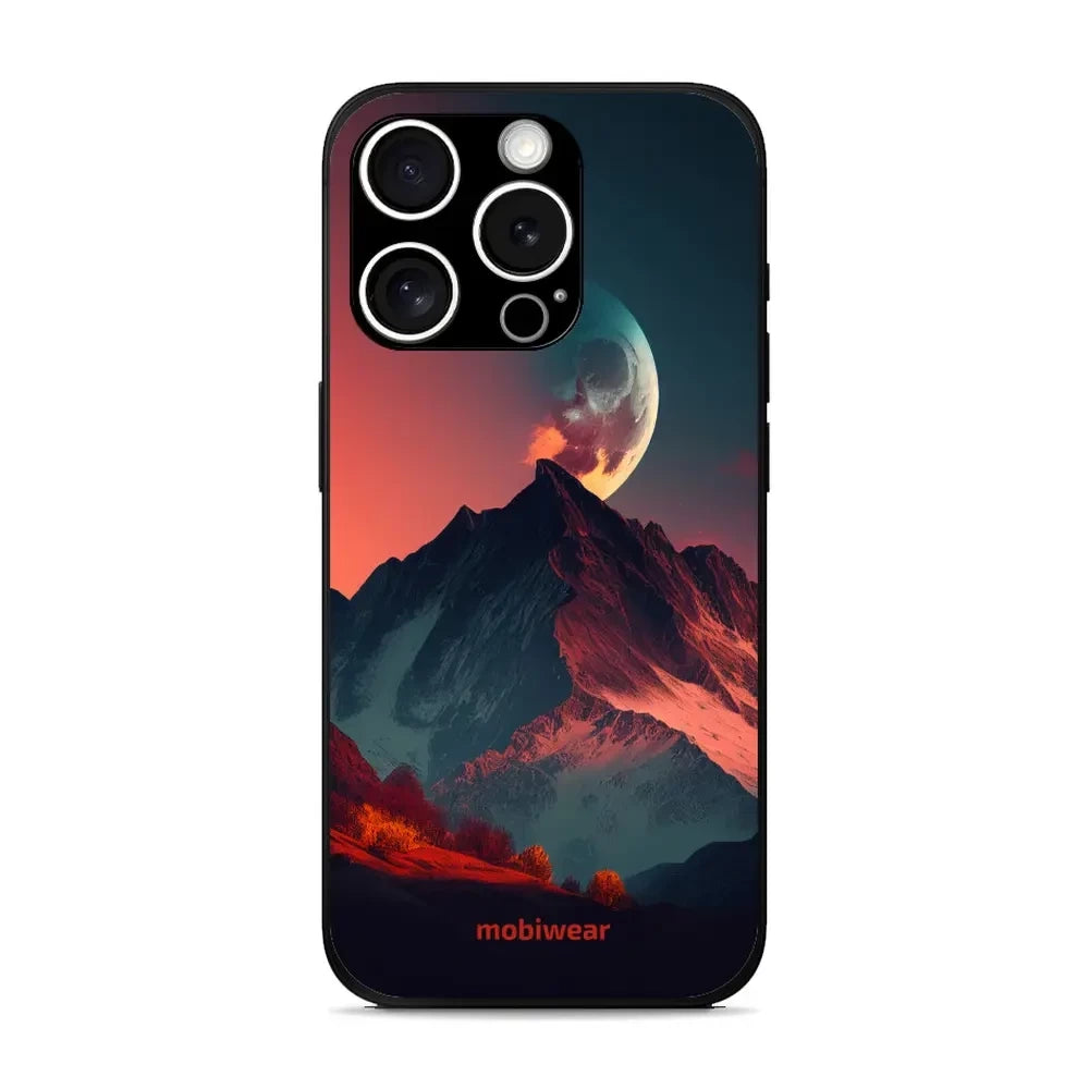 Handyhülle für iPhone 15 Pro Max, Mobiwear Glossy Case, Gebirgsdämmerung