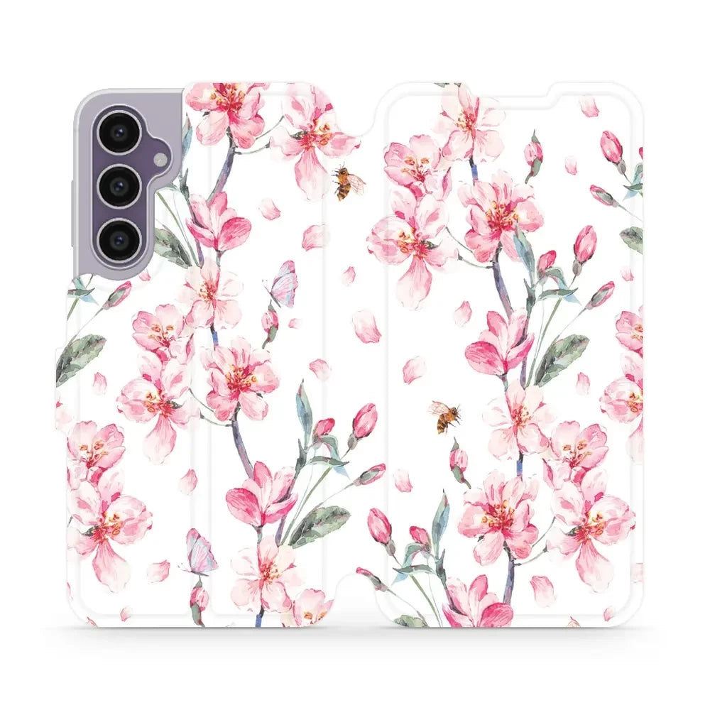 Handyhülle mit klappe für Galaxy S23 FE, Mobiwear Book, Rosa Frühling