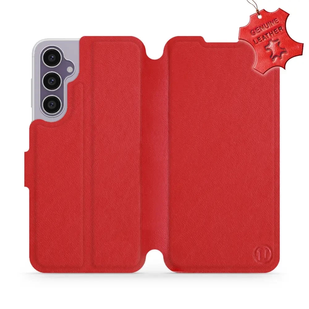 Echtleder Handyhülle für Galaxy S23 FE, Mobiwear Leather, Rot