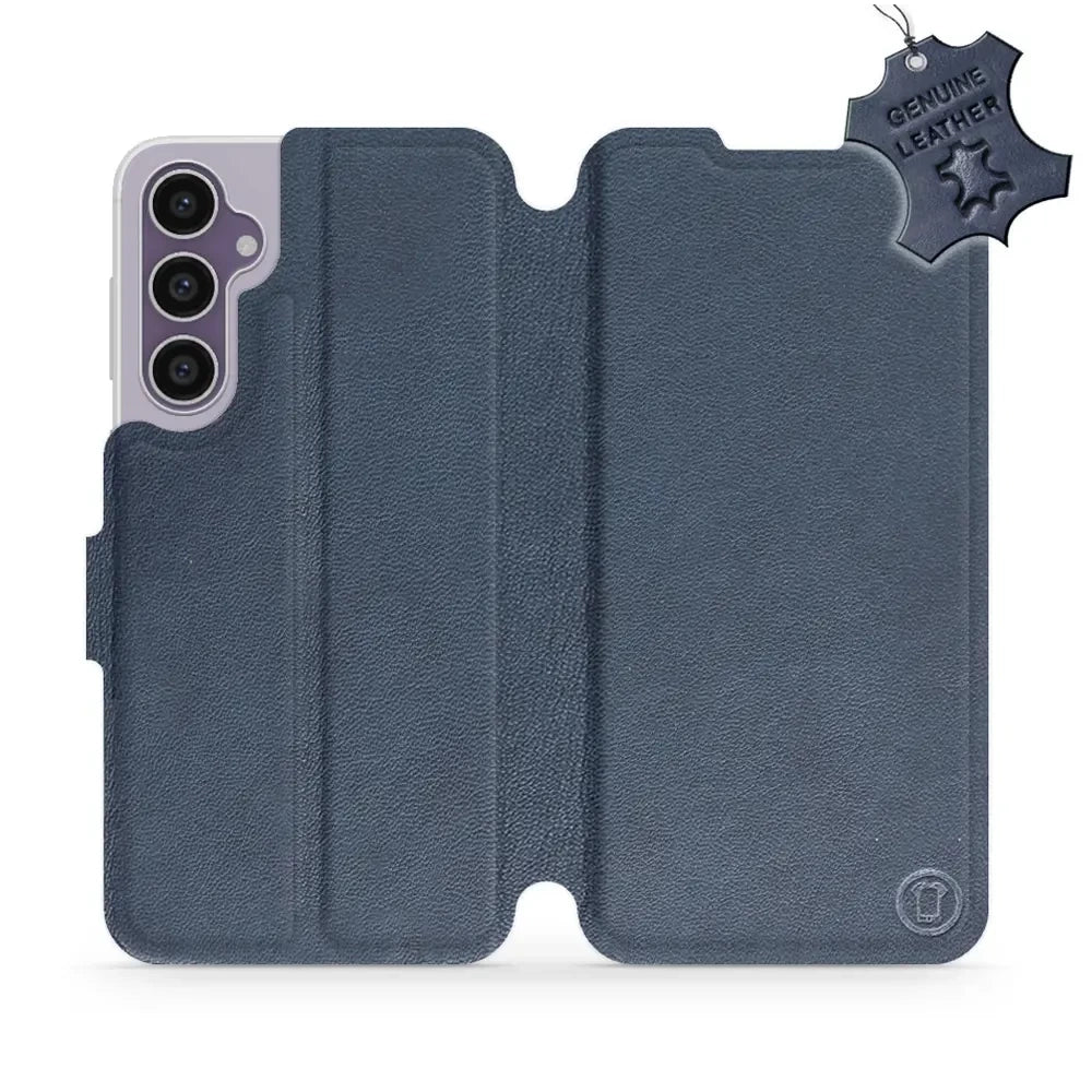 Echtleder Handyhülle für Galaxy S23 FE, Mobiwear Leather, Dunkelblau