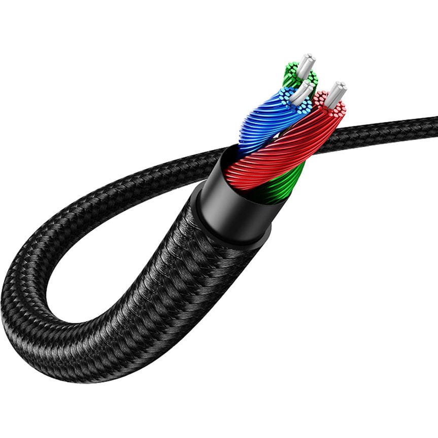Ugreen Audiokabel AUX 3,5 mm Miniklinke (2x Stecker) 2 m, Schwarz mit blauen Steckern