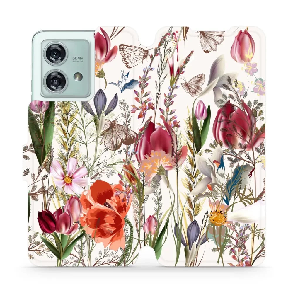 Handyhülle mit klappe für Motorola Edge 40 Neo, Mobiwear Book, Blumenstrauß