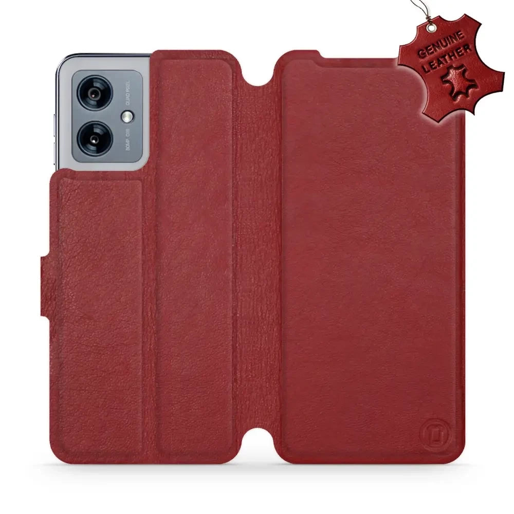 Echtleder Handyhülle für Motorola Moto G54 5G, Mobiwear Leather, Dunkelrot