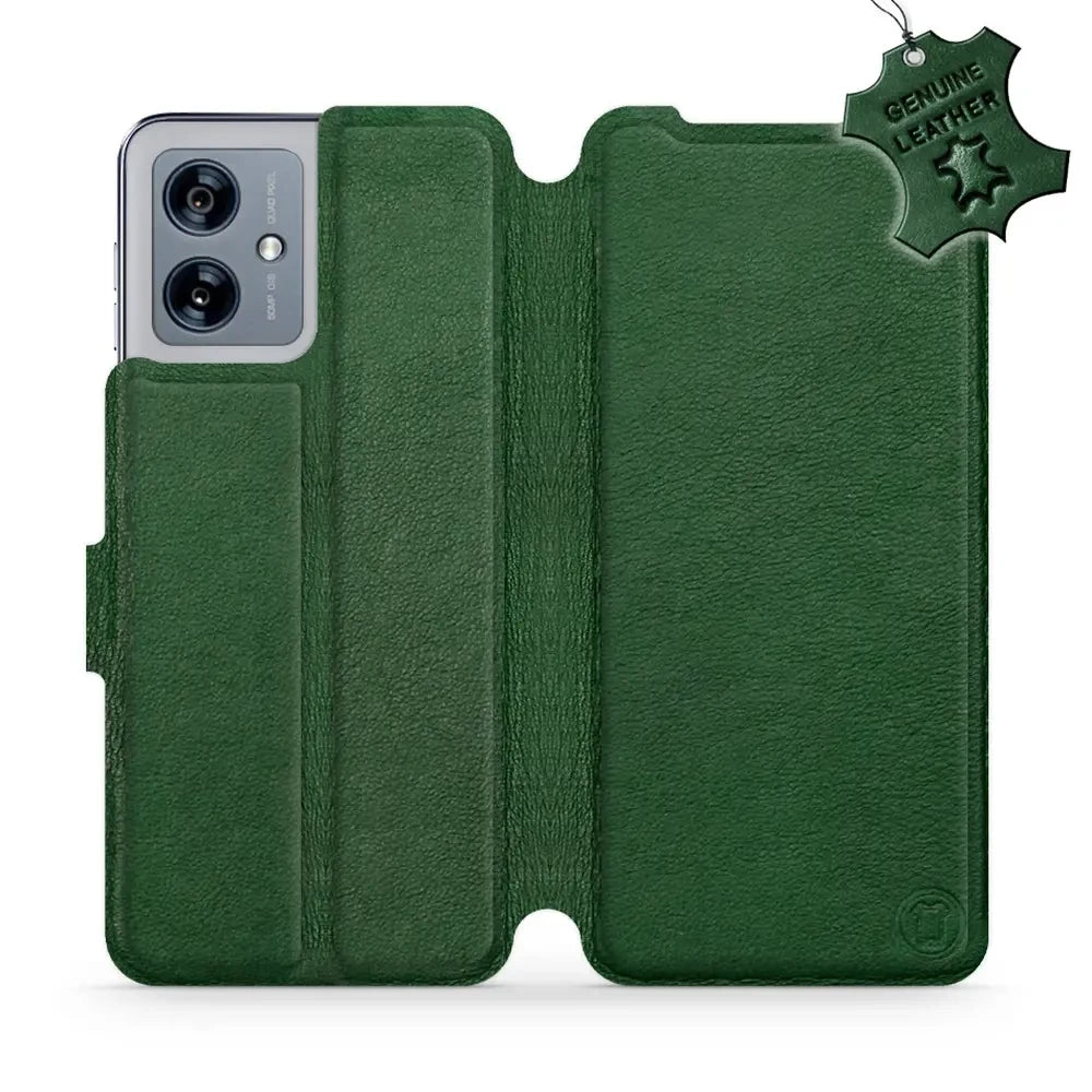 Echtleder Handyhülle für Motorola Moto G54 5G, Mobiwear Leather, Grün