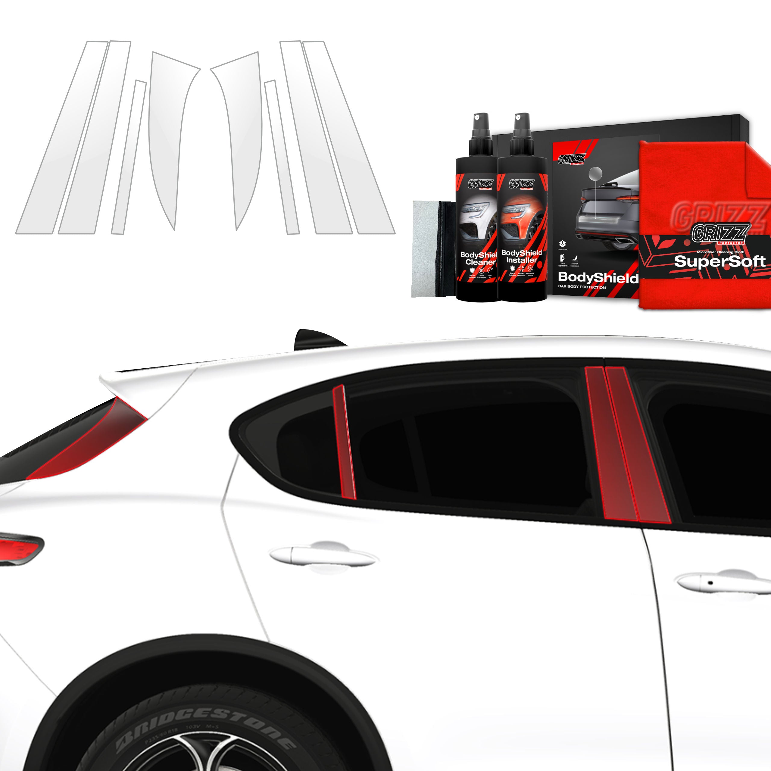 8in1 Schutzfolie Grizz Protector für B-C-Säule - Alfa Romeo Stelvio (2023-2026)