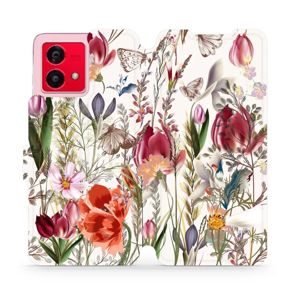 Handyhülle mit klappe für Motorola Moto G84 5G, Mobiwear Book, Blumenstrauß