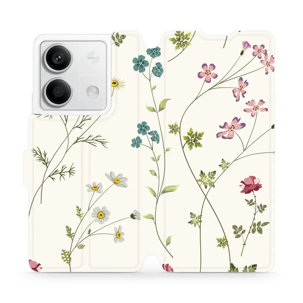 Handyhülle mit klappe für Xiaomi Redmi Note 13 5G, Mobiwear Book, Feldblumen