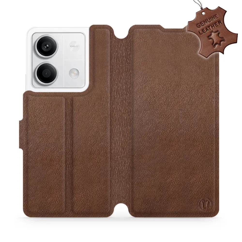 Echtleder Handyhülle für Xiaomi Redmi Note 13 5G, Mobiwear Leather, Braun