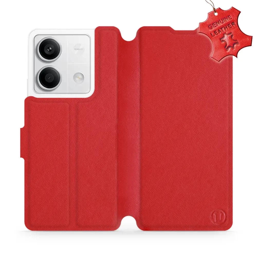 Echtleder Handyhülle für Xiaomi Redmi Note 13 5G, Mobiwear Leather, Rot