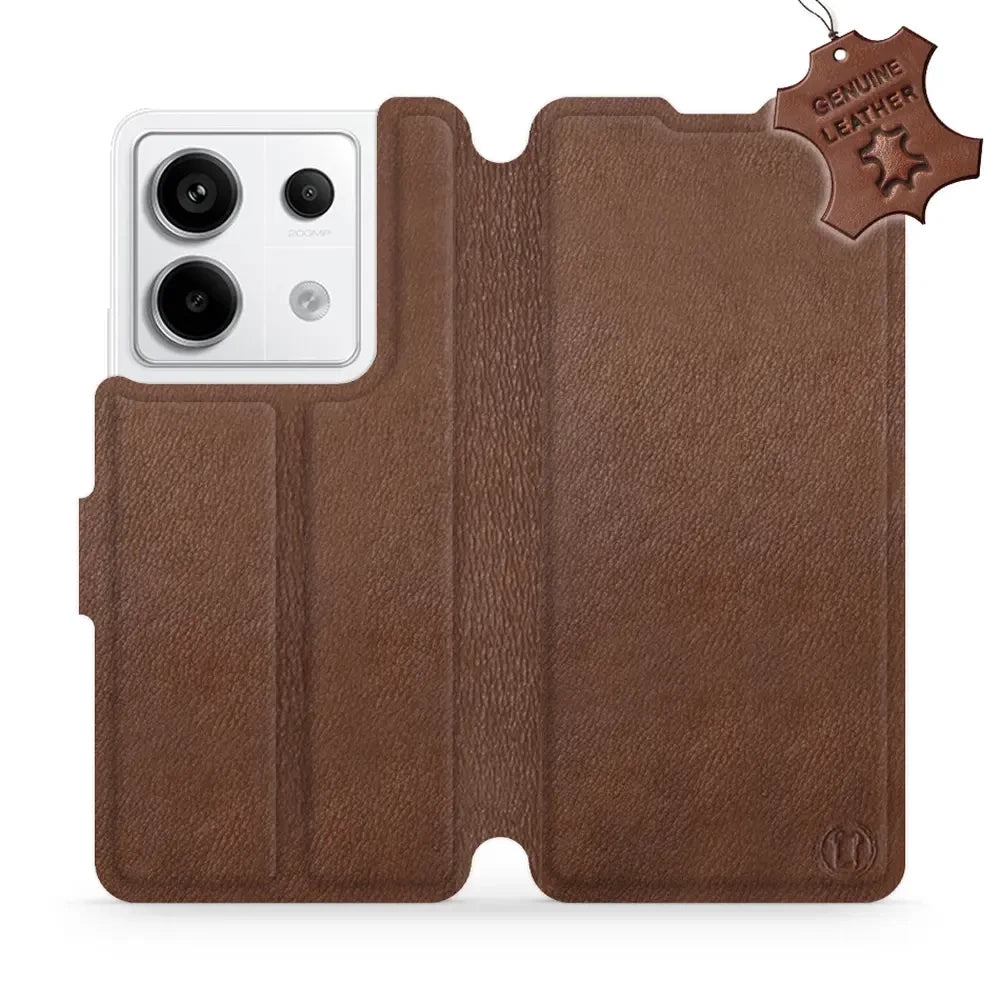 Echtleder Handyhülle für Xiaomi Redmi Note 13 Pro 5G, Mobiwear Leather, Braun
