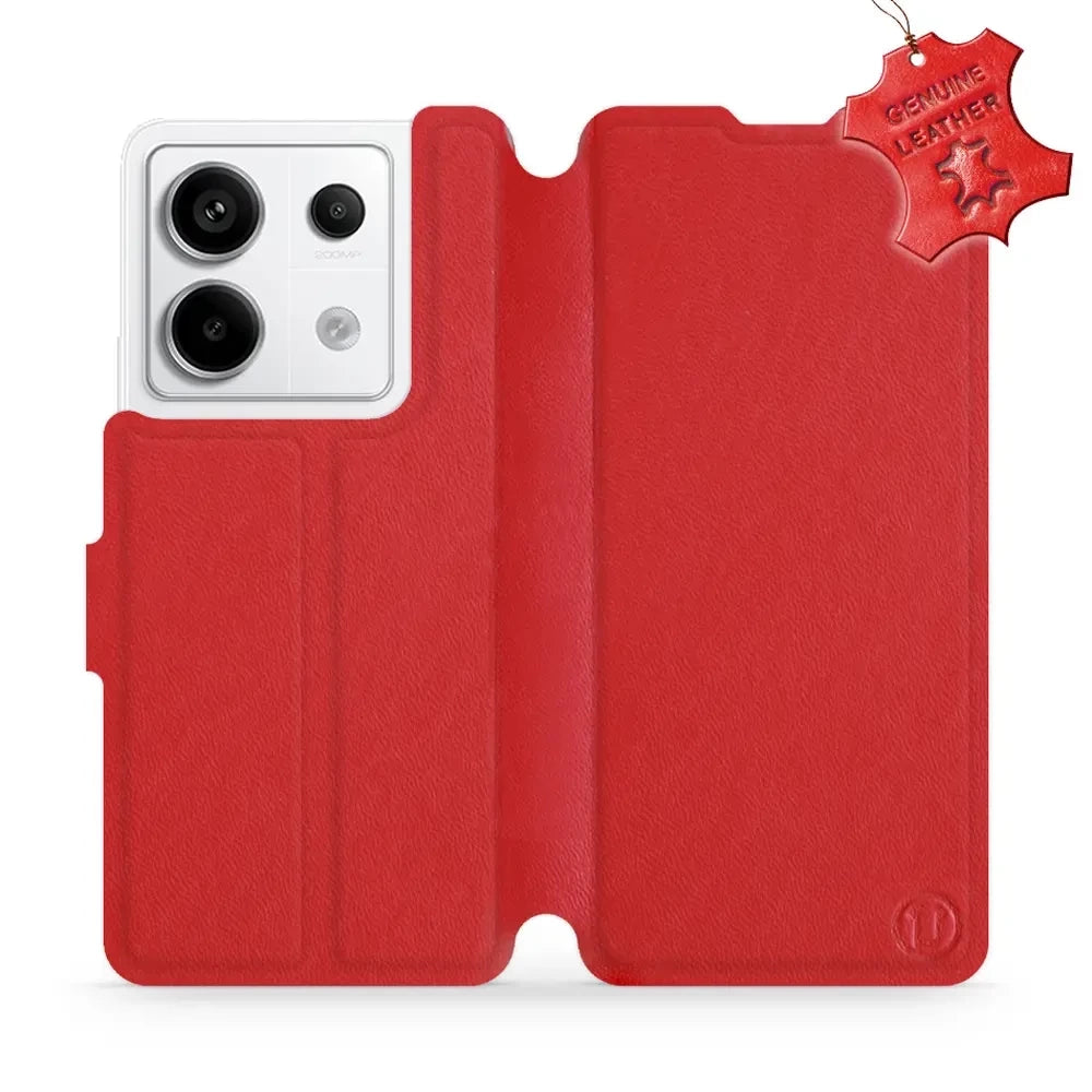 Echtleder Handyhülle für Xiaomi Redmi Note 13 Pro 5G, Mobiwear Leather, Rot